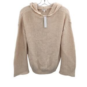 Abound Cozy Ribbed Knit Long Sleeve Hoodie Sweater Heather Beige X-SMALL NWT